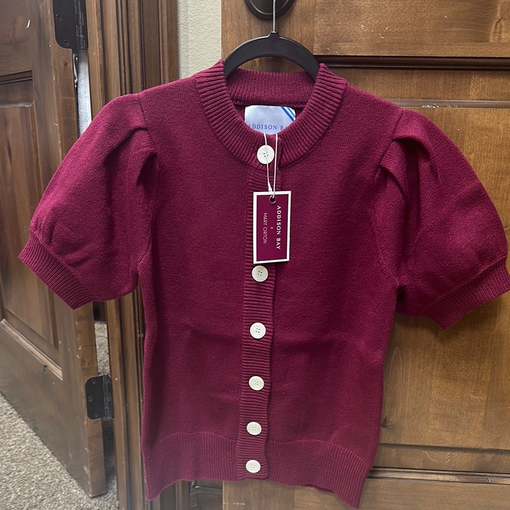 Burgundy Short Sleeve Cardigan